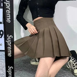 High Waist Mini Pleated Skirts Women Korean Preppy Style Chic Short Faldas Elegant Black Safety Lined Tennis