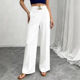 Fongt Women's Casual Fashion. Waist Wide Leg Trousers Thin Loose Trousers
