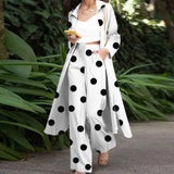 Women Urban Tracksuit 2PCS Spring Long Sleeve Blouse Wide Leg Trousers Suits ZANZEA Bohemian Polka Dot Pant Sets