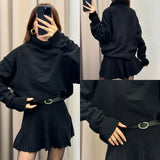 Fongt Solid Color Round Collar Loose Blouse Simple Dress Set In Autumn 2025