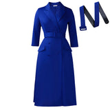 Fongt Women's 2025 Autumn And Winter 2025 New Fashion Long-Sleeved Suit Double Buckle Long African Dress