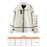 Fongt Women's Autumn And Winter Fashion Colliding Splicing Lead Resin Zipper To Keep Warm Imitation Lamb Jacket