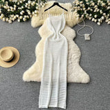 Fongt Grid Sling Dress Women's Summer New Folding Coat Wearing Long Body Dressing Vest Burqa Skirt