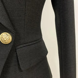 QUALITY Newest 2023 Baroque Designer Blazer Jacket Women's Classic Metal Lion Buttons Double Breasted Slim Fitting