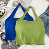Camisole With Build-in Bras Girls Padded Tank Crop Top Summer Chic Women Soft Stretchy Cami Sleeveless Tees-Outfit