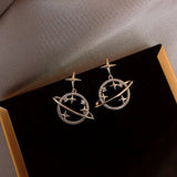Universe Star Design Earrings-Outfit