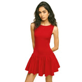 Fongt Women's Wear Summer 2024 New Solid Color Sleeveless Splicing Dress Women's Dress-Outfit