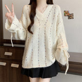 Fongt And Winter New Hook Hair Ball V. Loose Draw Rope Knitted Sweater Design Set Sweater