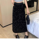 Fongt Micro-Fat Mm2025 Spring New High-Waisted Bright Split-Dress Woman This Year's Popular A-Word Long Skirt