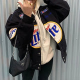 women's jacket spring 2022 Printed zipper Long Sleeve vintage racing jacket Sport Style Woman bombers jacket ropa