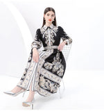 Fongt 2025 Early Spring Court Wind Clip Single Door Leaning Lantern Sleeve Vintage Printed Long Dress