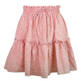 Summer Dot Print High Waist Skirt Women Vintage Plus Size Sexy Mini Skirts A Line Streetwear Chiffon Bandage Boho