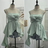Fongt Shooting Irregular Kinky Skirt Shaved Belly Thin Sling Vest Design Slim Slime Sleeveless Top 9150