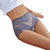 High Waist Elasticity Lace Sexy Panties Soft Seamless Women's Briefs Flowers Hollow Lingerie Big Size Female