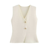 Fongt Summer Women's New Gold Button Knitted Vest 8726 8727 Personality Street