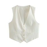 Fongt Summer New Women's Street Fashion Leisure Vest 15 Color V Collar Vest
