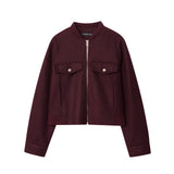 Fongt Burst Women's Round Neck Zipper Soft Short Jacket Jacket