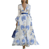 Fongt Print Elegant Catwalk Party Holiday Dress
