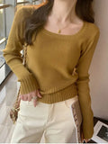 U Neck Women Autumn Winter Sweaters Slim Knitted Pullovers Soft Warm Solid Jumper Female Sweater Casual Knitwear Jersey Top-Outfit