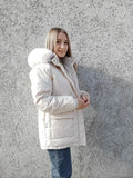 2023 Oversized Cotton Padded Jacket Parka Big Fur Collar Winter Down Jacket Women Thick Warm Parkas Female