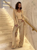Pants 2024 New Insy2k Fashion Pearl Light Sequin Straight Floor Pants-Outfit