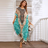 Style Printed Oversized Beach Blouse Sexy Holiday Sweater Long Robe Bikini Blouse-Outfit