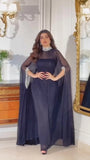 Fongt Middle East Summer New Chiffon Sequins Splicing Half High Collar Casual Women's Big Skirt Women-Outfit