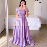 Fongt New Spring And Summer Women's Dress A Word Broken Shoulder Long Pure Fairy