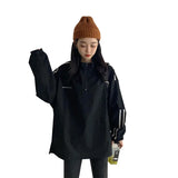 Fongt Web Celebrity Zipper Hoodie Female Spring And Autumn Thin Model 2024 New Korean Version Stripe College Wind Student Jacket