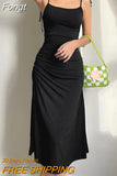 French Retro Women Elegant Strap Dress Sexy Backless Slim A Line Black Midi Dress Summer Sleeveless Club Female