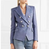 QUALITY Newest Fashion 2023 Designer Blazer Women's Double Breasted Lion Buttons Blazer