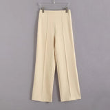 Fongt Women's Dress French Belt Dress Small Suit Jacket + Casual Trousers