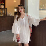 Women Bandage Elegant Sweet Simple Design Chic Korean Style Sheer Trendy Femme Loose Ins Lantern Sleeve College