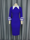 Fongt Vintage Clip Clip Long Sleeve Dress Stereo Flower Party Busted Dress