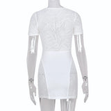 Sexy Zebra Print Cut Out Mesh Transparent Women Mini Dress for Beach Holiday Night Club Goth Party Bodycon Pencil Shorts