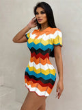 Fongt New Ramming Polo Collar Knitted Bag Hips Fashion Sweater Repair Dress