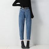 Autumn Winter Solid Jeans Harem 2020 Korean Bf Trousers Ladies High Waist Denim Long Pant Female Jeans Plus Size