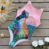 Swimsuit2025 New Conjoined Bikini Personality Abstract Print Swimsuit Women