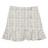 2023 New Autumn And Winter Lattice Coarse Flowers Half-Body Skirt High Waist A-Word Bag Hip Irregular Fishtail Skirt