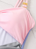 2025 New Sling With Breast-Plated Hollow Swimsuit Women's Half-Body Dress Two-Piece