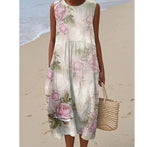 Fongt And Summer 2025 New Sleeveless Casual Print Temperament Dress Dress Body Small Fresh Casual Dress