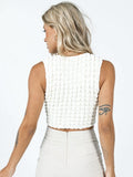 Top White Crop Top Women O Neck Stunning Stacked Corset Top Solid Skinny Basic Camisoles Sleeveless Streetwear Y2K
