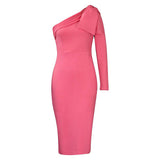 Fongt Women's Clothing 2025 Autumn And Winter 2025 New Fashion Temperament Repair Slanted Shoulder Sexy Dress