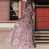 Fongt Sexy Slimming Long Sleeves Long-Sleeved Three-Dimensional Flower Dress In The Summer Of