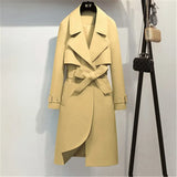 Spring Windbreaker Autumn Trench Coat Women Adjustable Waist Slim Solid Black Coat White Long Trench Coats Female
