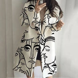 Fongt New 2025 Autumn Women's Long-Sleeved Collar Coat Prints The Long