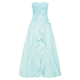 Famous Style Collation Three-Dimensional Flower Design Braid Dress Dress 2025 New Long Open Dress Women's