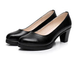 Genuine Leather shoes Women Pointed Toe Pumps Sapato feminino High Heels Shallow Fashion Black Work Shoe Plus Size