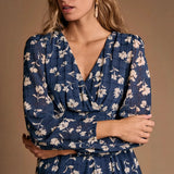 Fongt V-Neck Long Sleeves On The 100-Fold Design Suit Top Women's Solid-Color Suit Temperament Dress