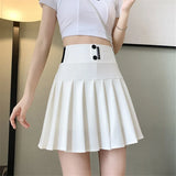 High Waist Mini Pleated Skirts Women Korean Preppy Style Chic Short Faldas Elegant Black Safety Lined Tennis